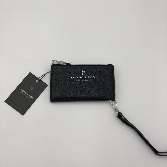 London Fog Perth Bifold Wristlet Wallet Black Faux Leather 6 Card Slots NWT Chic - Picture 6 of 6